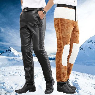 皮裤男士冬季加绒加厚保暖棉裤