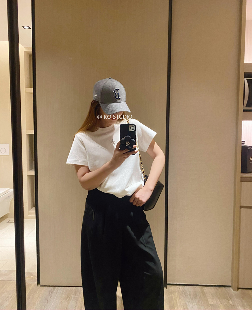 韩系简约显瘦宽松白色短袖T恤女