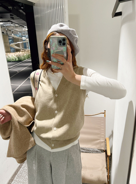 KOGIRL 叠穿V领简约韩版ins马甲开衫休闲宽松显瘦无袖背心上衣女