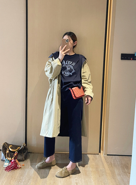 KOGIRL丹宁蓝色四面弹莱卡棉高腰窄版九分法棍裤直筒牛仔裤女春季
