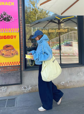 KOGIRL冬季保暖舒适羊羔毛连帽休闲韩版宽松廓形卫衣上衣女日系