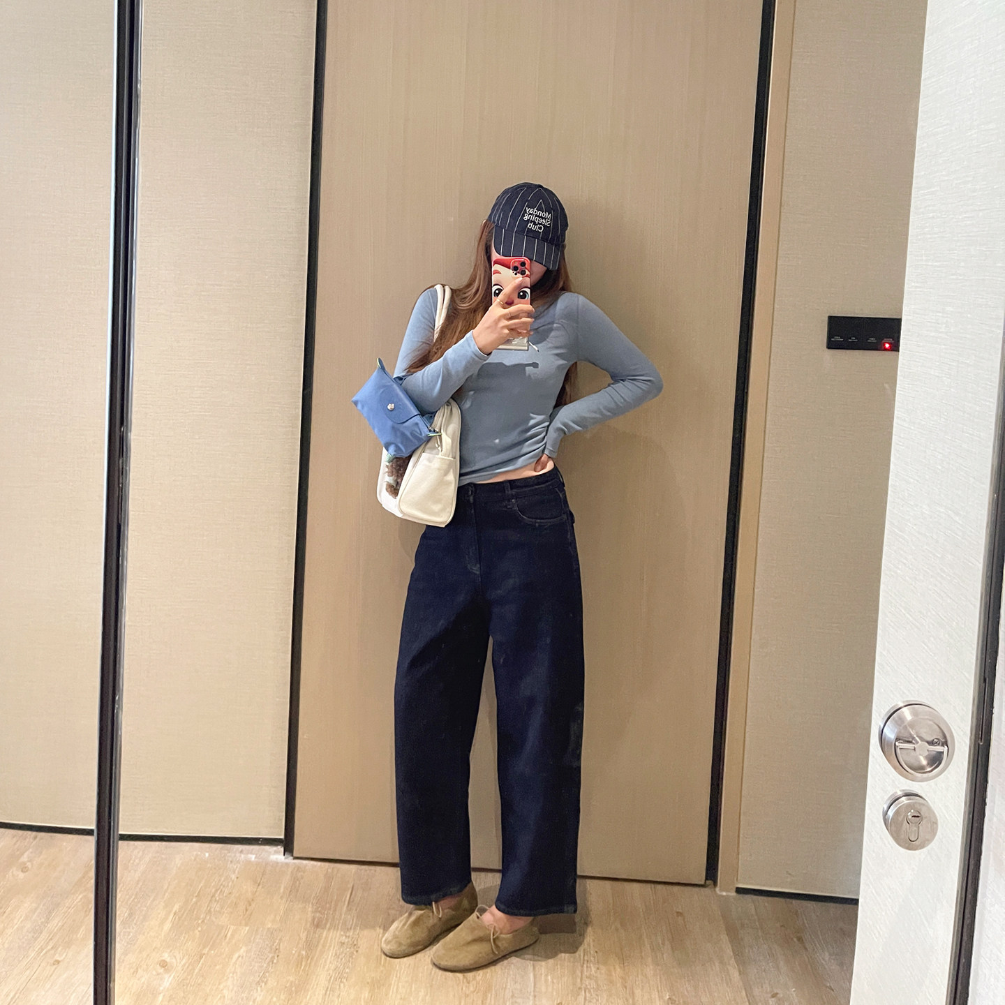 KOGIRL丹宁99棉牛仔原色秋季复古高腰锥形九分直筒裤牛仔裤长裤女