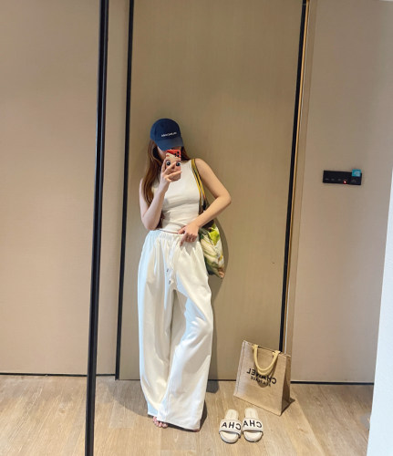 高腰松弛感卫裤女宽松显瘦长裤