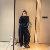 套装 KOGIRL韩系东大门100棉休闲松弛感纯色大版 廓形卫衣休闲裤 女