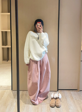 KOGIRL浣熊线羊毛保暖针织毛衣韩系东大门圆领简约慵懒风松弛上衣