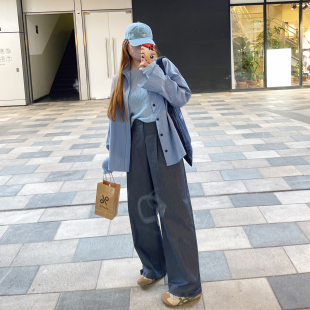 KOGIRL春季新款韩系东大门通勤高腰压褶阔腿舒适长款透气休闲裤女