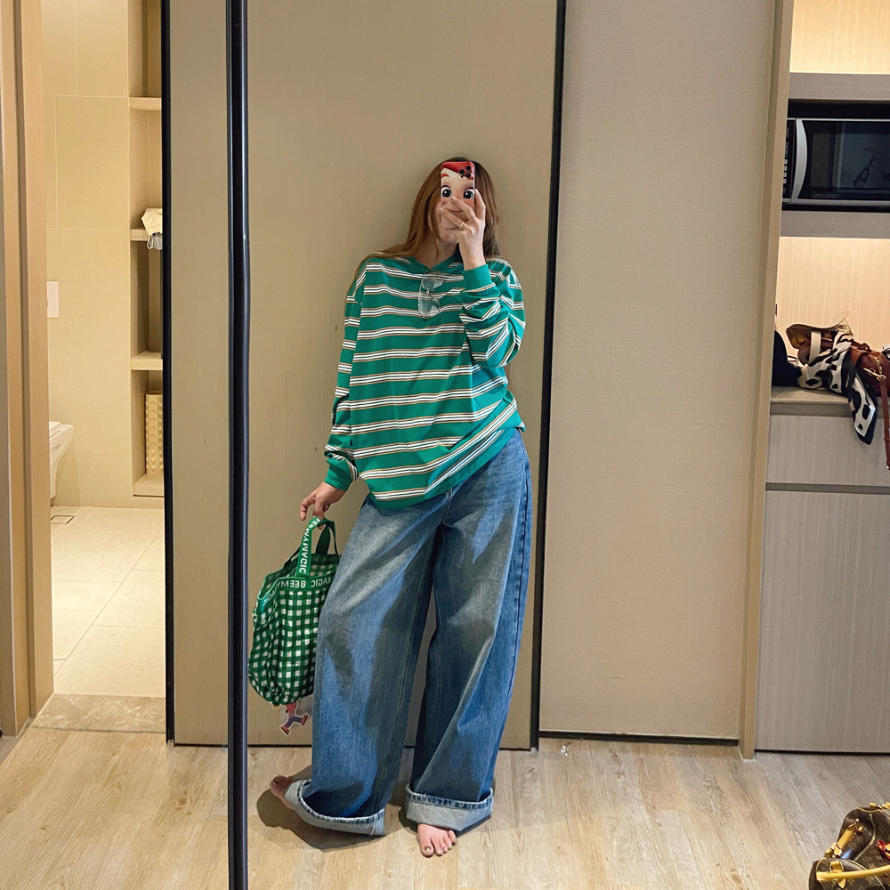 KOGIRL春季美式复古高腰松弛时髦阔腿弧形阔腿显瘦休闲牛仔裤女,女装/女士精品,牛仔裤,淘宝优惠券,粉丝福利购,淘宝优惠卷