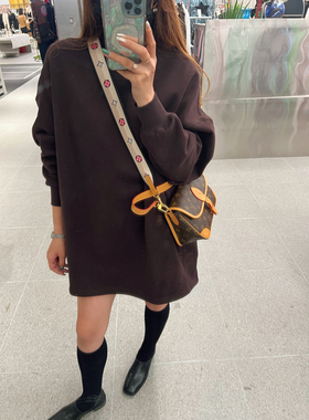 KOGIRL冬季加绒oversize宽松廓形落肩休闲韩代圆领中长款加厚卫衣