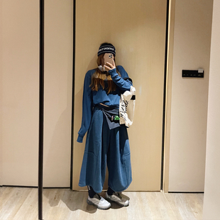 KOGIRL秋冬加厚韩系东大门风松紧腰宽松休闲慵懒大裤腿九分阔腿裤