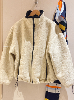 KOGIRL冬季保暖舒适羊羔毛夹棉立领休闲韩版宽松廓形拉链外套女