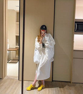 KOGIRL韩国东大门秋季新款设计感oversize宽松抽绳廓形衬衫半身裙