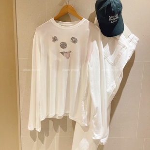 女 打底衫 KOGIRL天丝凉感韩系博主同款 小狗印花休闲宽松防晒长袖