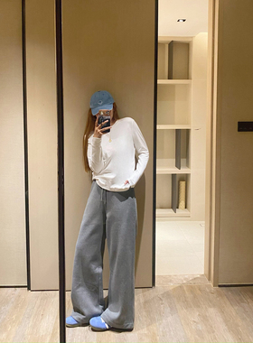 KOGIRL 上身显瘦韩版慵懒简约基础款圆领长袖T恤宽松内搭休闲上衣