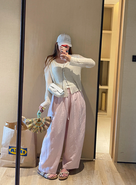 KOGIRL夏季软薄天丝韩版舒适高腰休闲九分弧形休闲裤女梨形阔腿裤