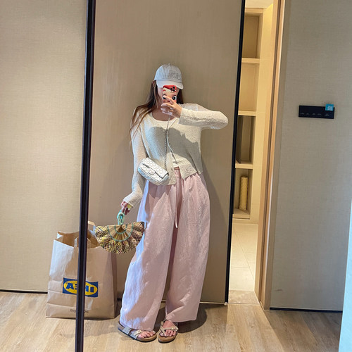 夏季薄款休闲天丝亚麻梨形休闲裤