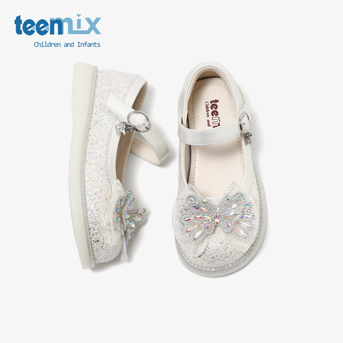 天美意公主鞋水晶鞋2026年春季新款儿童公主鞋女孩子软底中大童鞋