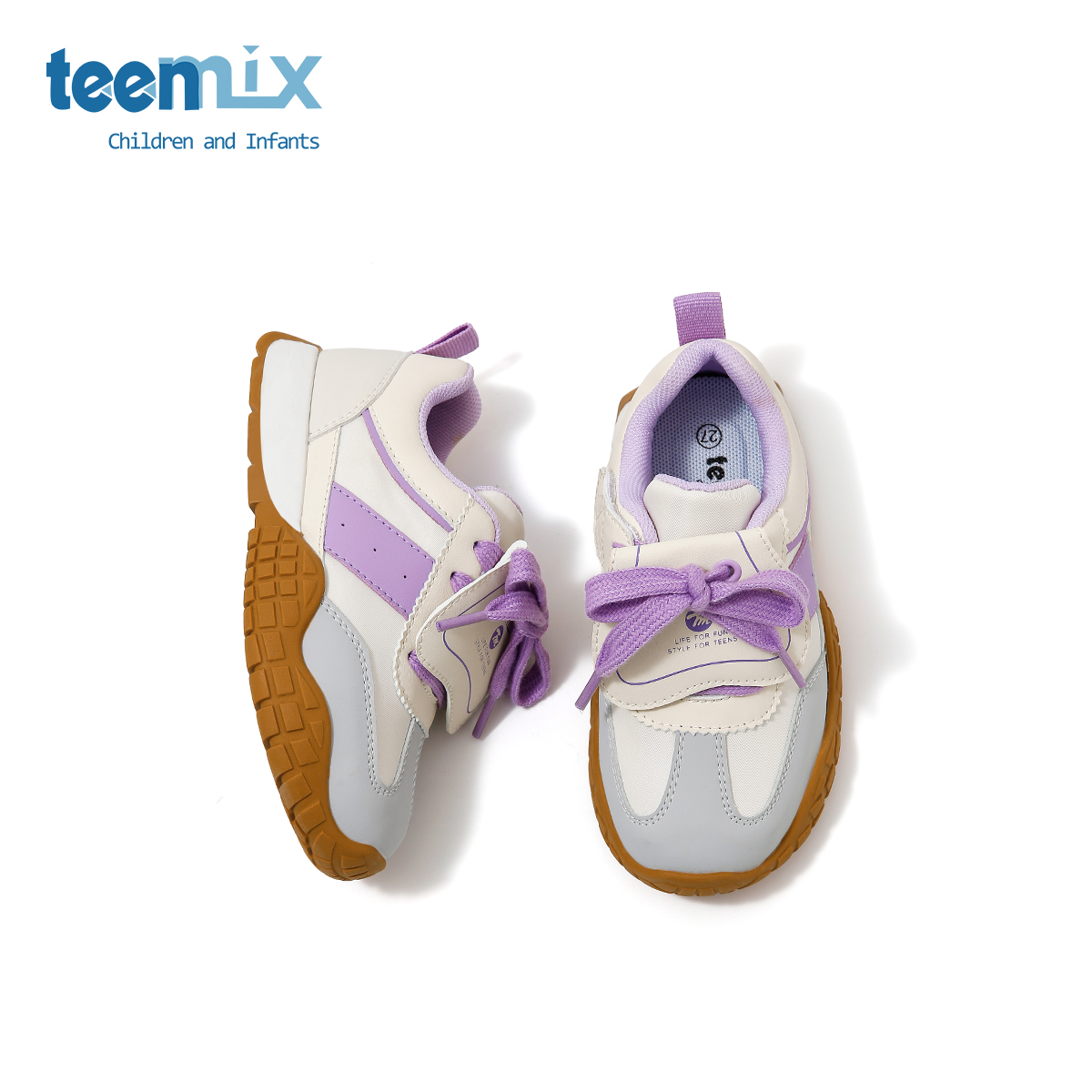 天美意童鞋2025年春秋新款女童防撞阿甘户外鞋男童轻便透气运动鞋