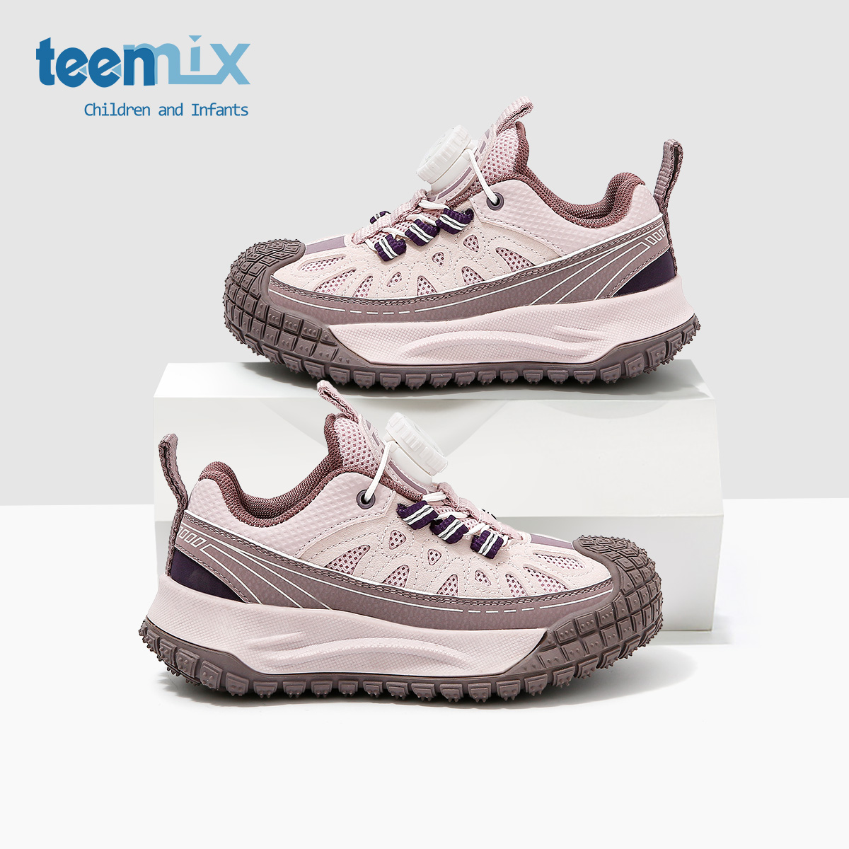 天美意童鞋2025年秋季新款女童舒适百搭休闲鞋男童透气旋钮运动鞋