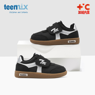 天美意童鞋2025年冬季新款女童男童加绒休闲阿甘鞋保暖二棉运动鞋