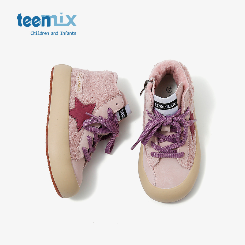 天美意冬季女童加绒运动鞋潮牌