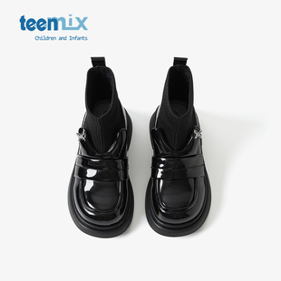 天美意童鞋女童短靴2025新款秋冬款儿童靴子中大童女孩时尚潮皮靴