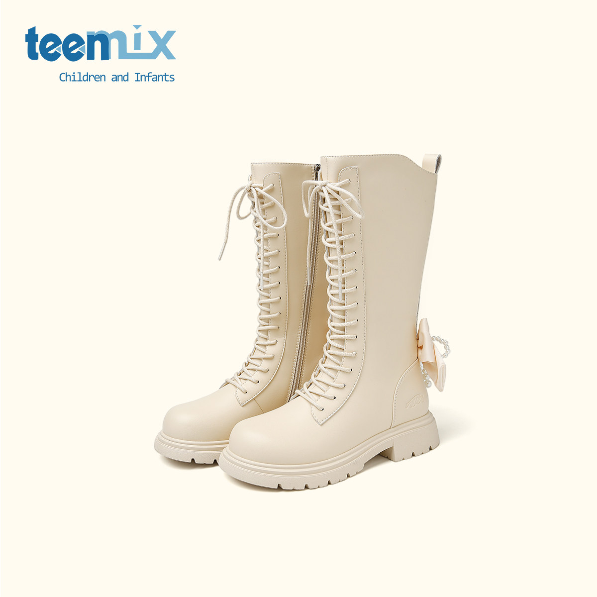 天美意童鞋2025秋冬新款女童厚底百搭骑士靴小女孩显瘦公主长筒靴