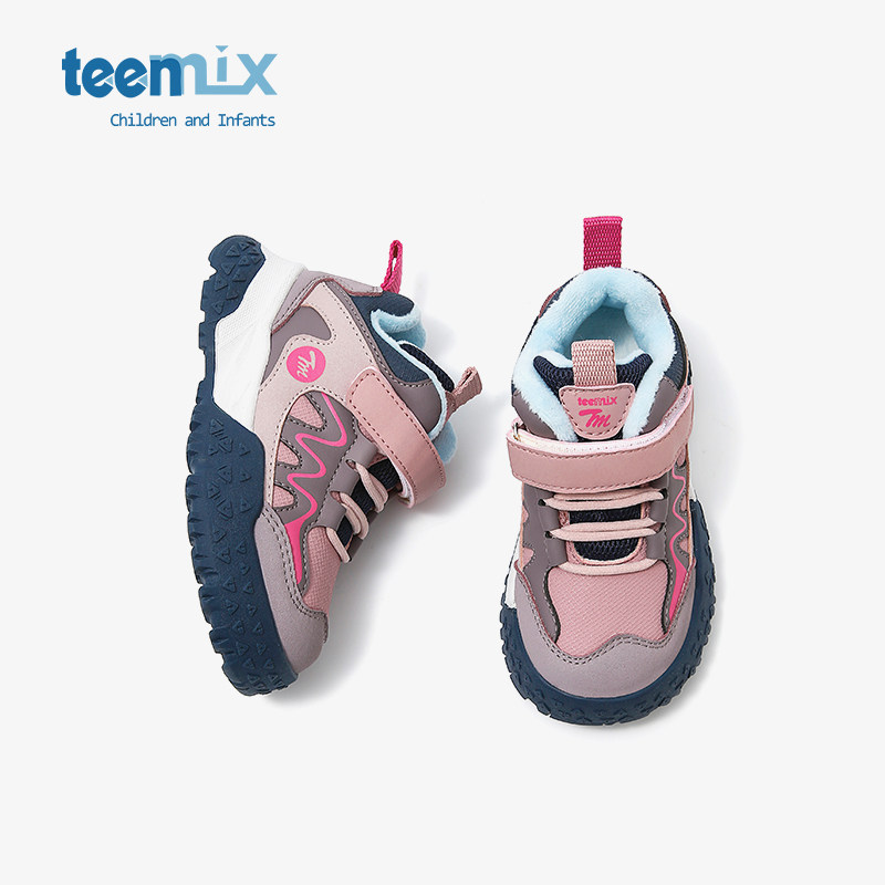 天美意童鞋2025冬季新款女童加绒保暖二棉鞋男童休闲运动鞋登山鞋