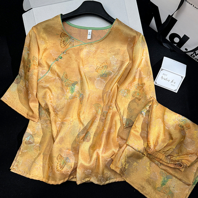 夏季妈妈复古宫廷家居服