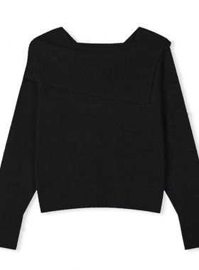 La Vague 一字肩纯色高级感针织上衣  LAW53117