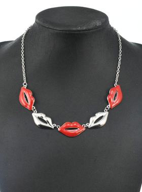 欧美外贸流行时尚饰品 质感滴油口红锁骨链项链女 220519