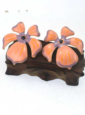 外贸欧美风优雅气质夸张花朵耳钉新款滴油耳环花卉耳饰女 240419