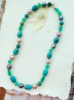 with it绿松石巴洛克大珍珠项链珠宝绿玛瑙宫廷珠宝珠串意大利223