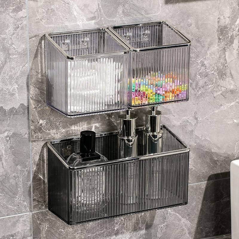 卫生间收纳盒免打孔家用浴室厕所壁挂桌面化妆品洗脸巾收纳置物架