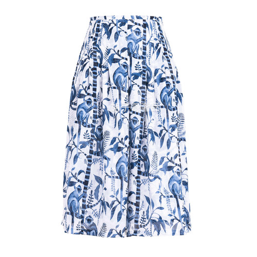 Samantha sung ZELDA薄棉BOTANIC MONKEY WHITE INDIGO半裙C012