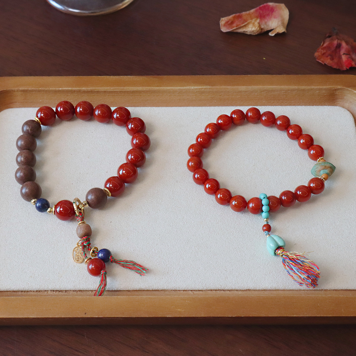 进口天然南红玛瑙手串合香珠磷镁矿莲蓬民族风新中式手链女饰品