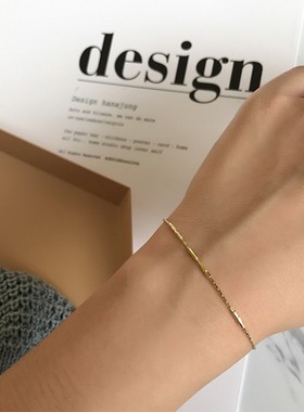 美汝仙 925纯银圆管链条手链女简约小众设计轻奢高级感气质百