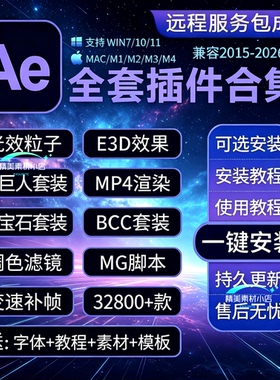 Ae插件全套合集Particular粒子2026一键安装调色e3d光特效脚本MAC