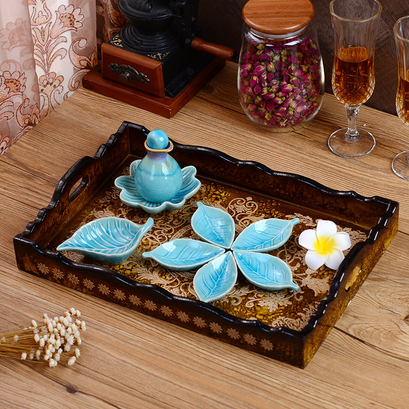 泰式spa碗碟精油瓶陶瓷碗 spa美容院精油碗 美容精油碟托盘调配碟