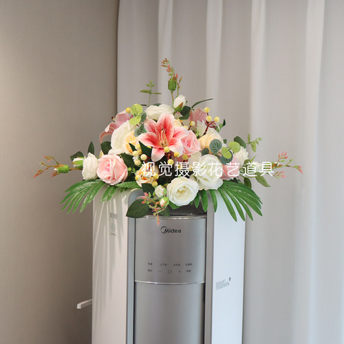 立式空调柜机上冰箱上装饰仿真花