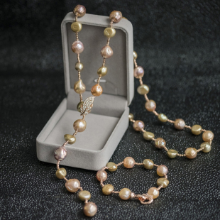 巴洛克淡水珍珠女毛衣链长款 送精美礼盒 项链复古日韩配饰套装