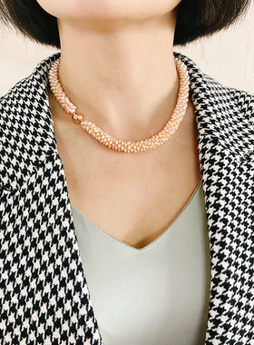 L.RUBY天然淡水珍珠编织女项链