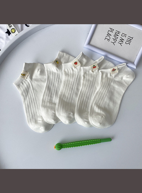 袜子布标男女情侣夏季船袜低帮纯棉浅口运动学生短袜纯白隐形袜潮