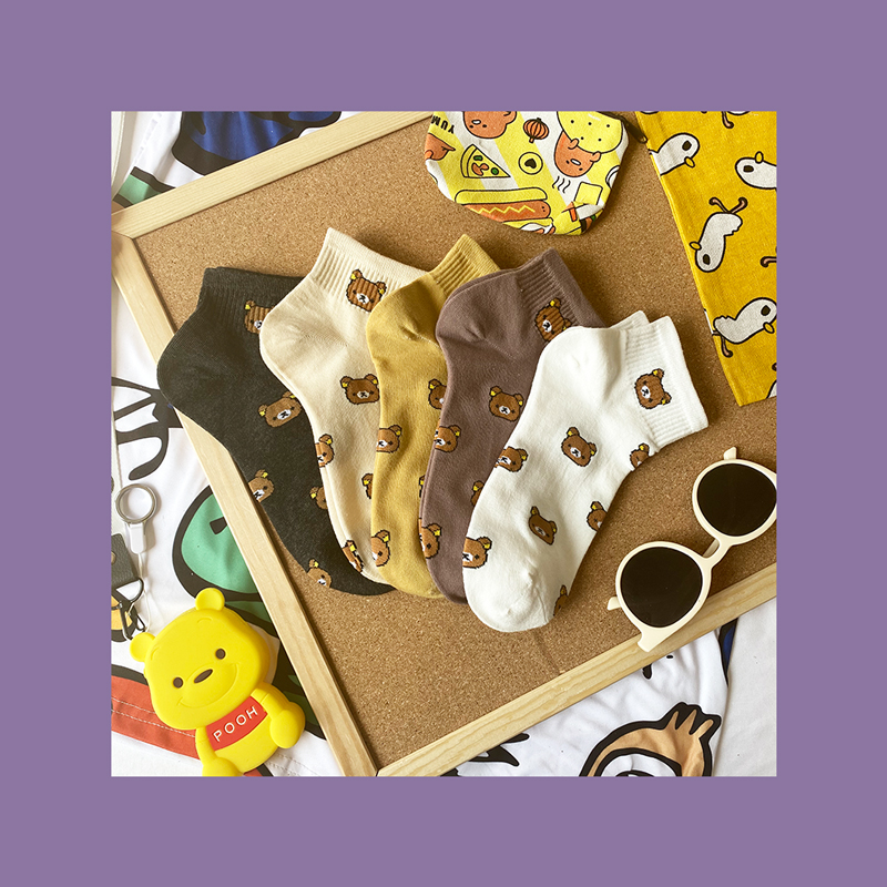 5双小熊韩版ulzzang卡通可爱袜子