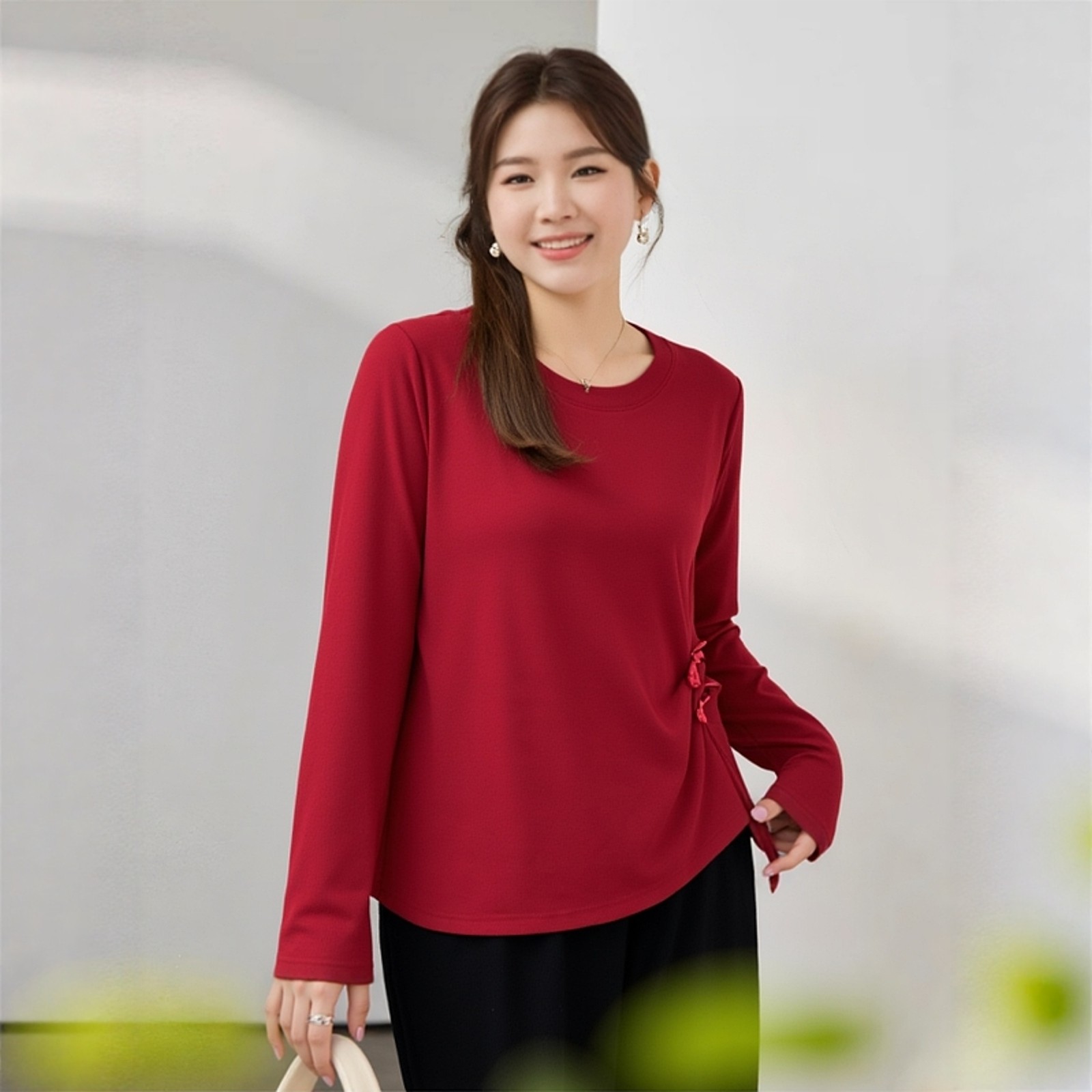 独特胖mm大码上衣中式圆领盘扣国风不规则针织衫红色秋装女装T恤,女装/女士精品,大码内搭,淘宝优惠券,粉丝福利购,淘宝优惠卷