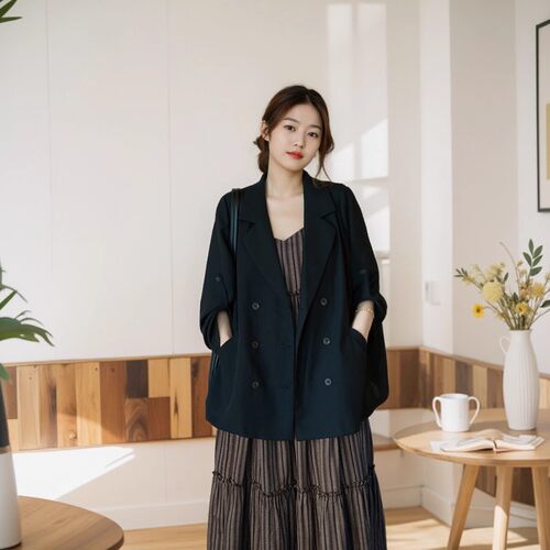 西装外套女特大码春装藏肉显瘦