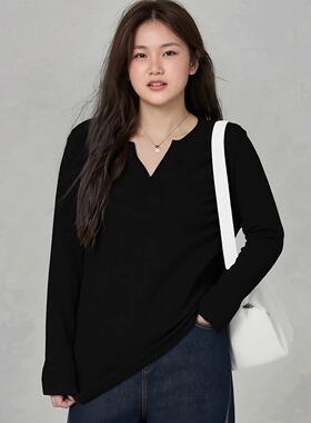 大码巨好看的上衣秋冬美拉德色独特漂亮女装200斤胖MM加绒针织T恤