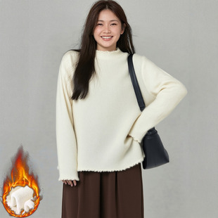 半高领加厚保暖上衣 独特漂亮精致毛衣冬季 2025超火加绒大码 打底衫