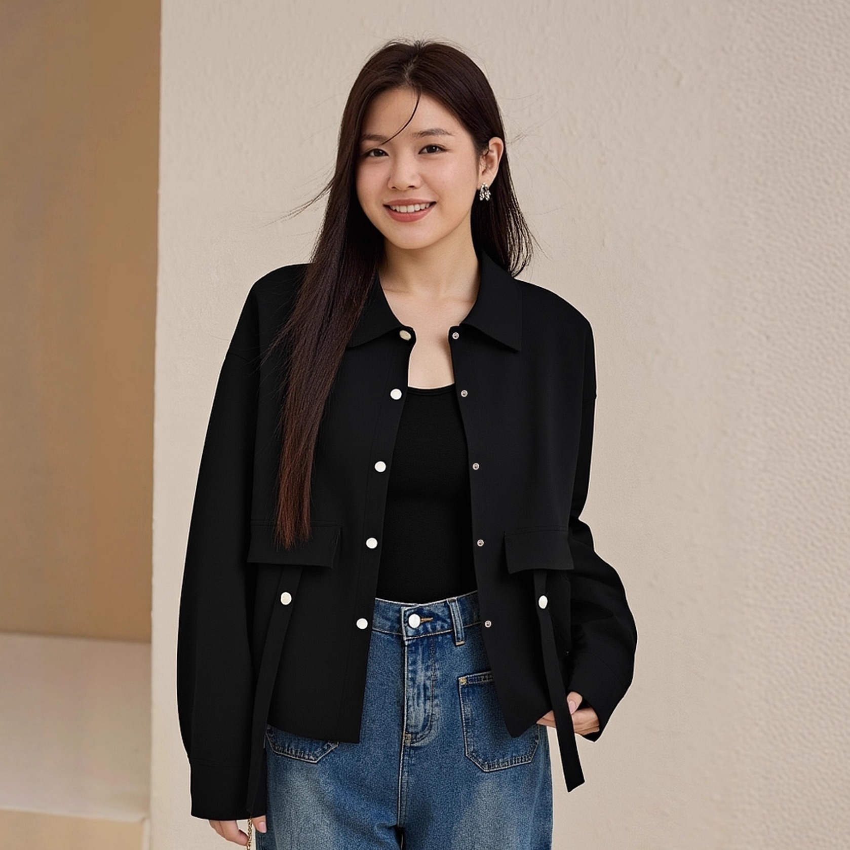 凤凰依屋大码宽松显瘦衬衫外套