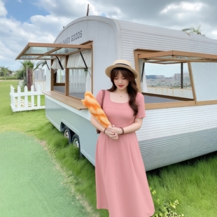 胖mm大码绝美连衣裙2026夏季新款女装粉色a版巨好看梨型身材长裙