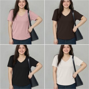 遮肚 新款 适合胖mm大码 上衣V领正肩显瘦巨好看T恤200斤胖妹妹夏季